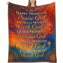 An Inspiring Scripture Blanket,Super Soft Flannel Printed  Blanket,As Birthday Gifts, Family, Wedding, Souvenir Blankets, Polyester Blankets Suitable For All Seasons, Washable, Machine Washable, Lightweight, Breathable, Comfortable, Warm, Unique, 280gsm For Him, Her Personalized Ideal Gifts For Her, Him, Family, Boyfriend, Girlfriend, Father, Family, Mother, Lover, Daughter, Son, Grandfather, Grandmother, Teacher,Doctor, Nurse,Friend, Classmate, Pet.Perfect Nap, Camping, Travel, Home, Daily Life, Office Decoration, Birthday, Anniversary, Valentine's Day, Thanksgiving, Graduation Season,Christmas, Halloween, Mother's Day, Father's Day, Wedding, New Year Gifts ,Sofa,Bed,Car,Bedroom,Living Room,Office,  Outdoor Camping, Beach,Wall Decoration - Nhiều màu 2 - Xem 1