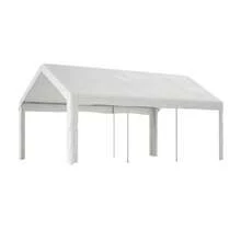 Carport/Shed 4x6m – With Separate Sectional Doors At The Front And Rear For Bilateral Access, Reinforced And Watertight Construction – Removable Roof And Side Walls - White - View 8