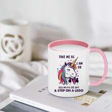 1 pieza, Taza de café de unicornio arcoíris divertida "ME HE PUESTO EN TIEMPO DE ESPERA HASTA QUE PUEDA JUGAR BIEN CON LOS DEMÁS, ESTO PUEDE TARDAR UN RATO" Taza novedosa para el té de la mañana, decoración de escritorio de oficina, regalo humorístico para amigos/familiares que necesiten un "tiempo de espera" - Multicolor - Ver 17