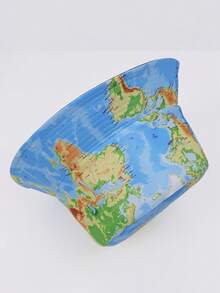 1pc Polyester Reversible Bucket Hat With Bohemian Map Print, Casual Party Street Style, UV Protection, Suitable For Spring, Summer, Autumn, Unisex