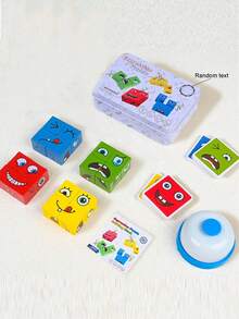 1set Building Blocks Wooden Puzzle Game Smiling Face Desktop Game Emoticon Board Games - Multicolor - View 13