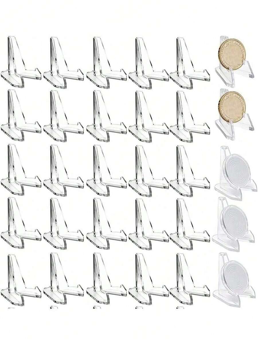 EstiloSoportes De Platos Para ExhibicióN, 30 Soportes De ExhibicióN De Caballete De Monedas De AcríLico Transparente Mini, Soportes De ExhibicióN De Monedas PequeñAs De AcríLico, Caballetes Placa StandsVersióN Mejorada - 1 - Ver 1