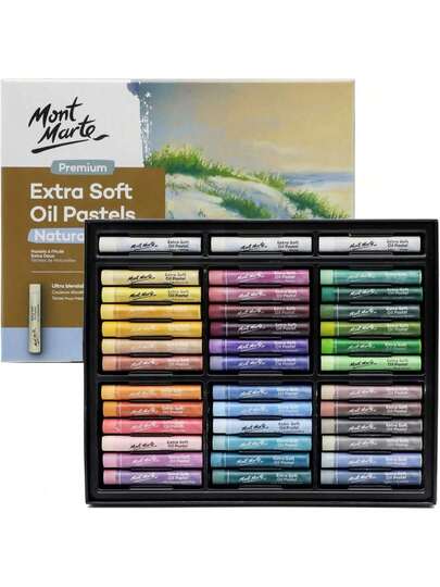 EstiloTendenciaMont Marte Pasteles Al óLeo Extra Suaves De Tonos Naturales De Alta Calidad, 39 Unidades, Colores Pastel Al óLeo Natural, Vibrantes, Mantecados, VersáTiles Pasteles ArtíSticos Para Mezclar, Capas YCalidad PremiumVersióN Mejorada