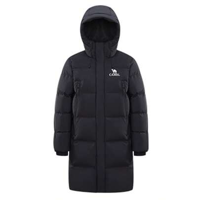 CAMEL CROWN 男士长款羽绒服，加厚保暖，适合秋冬季节，带帽，填充羽绒，蓬松度高，防风，防水，防污