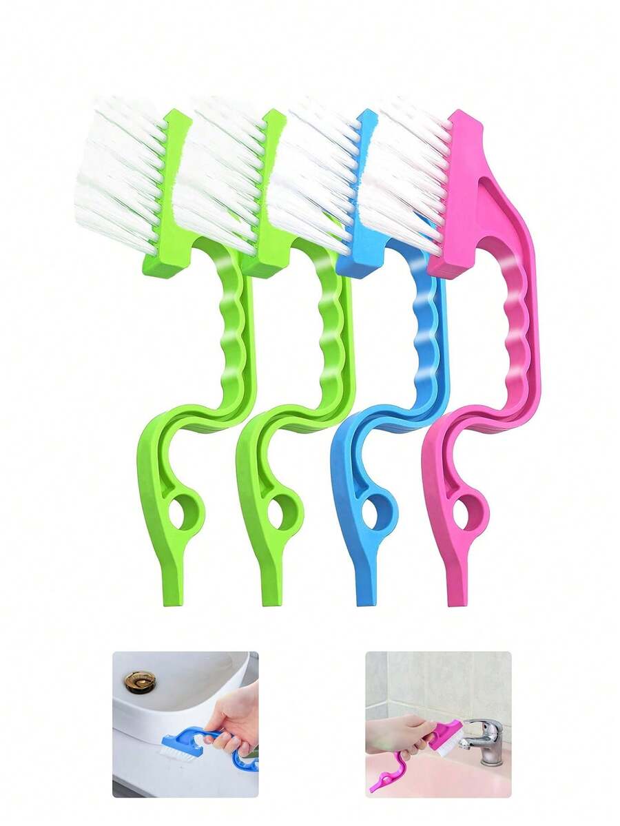 1pc Crevice Gap Cleaning Brush Tool, Hand-Held Groove Gap Cleaning Tools, 2 In 1 Dustpan Cleaning Brushes, Shutter Door Window Track Kitchen Cleaning Brushes Kit - Multicolor - View 1