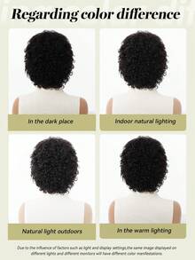 6英寸短卷发假发，混纺假发，轻盈百搭的普通非洲假发，适合日常、派对、节日和角色扮演，女士发型假发