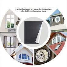 Portable Blackout Blind Window Thermal Insulated Kitchen Curtains Stick On DIY - Black - View 7
