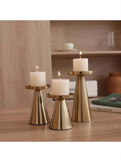 Gold, Metal Column Candle Holder Modern Iron Column Candle Holder, Suitable For Holidays, Dining Table Centerpiece, Birthday Party, Wedding, Home Decor, Gift Candle Holder