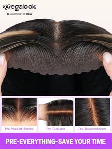 MEGALOOK 6英寸×5英寸透明蕾丝前假发，100%真人发丝，波浪渐变色，漂白发结，适合初学者，日常办公、万圣节、派对、度假、校园、圣诞节、婚礼等各种场合。 - SNATURAL/27 - 查看 7