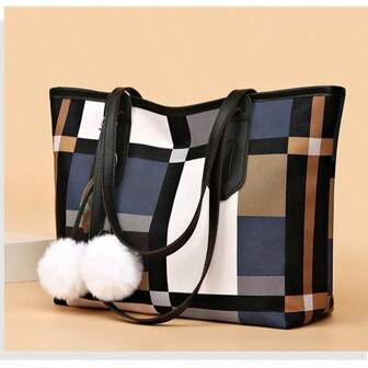 Bolso de mano clásico de mujer con bloques de color 2025, nueva bolsa de hombro de moda con gran capacidad para ir al trabajo