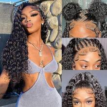 Tóc giả xoăn đen Jerry mật độ 180% 13x4 13x6 Lace Frontal không keo 4x4 5x5 Lace Closure cắt sẵn dễ đội nhổ sẵn nút tẩy trắng tóc bob ngắn xoăn chịu nhiệt sợi tổng hợp pha tóc thật có tóc con xung quanh cho nữ 10inch-34inch Lace cắt sẵn không keo cho 4*4 5x5 - Tự nhiên & Đen - Xem 7