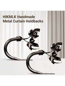 EstiloTendenciaAlzapañOs De Cortina De Aluminio Chapado En Cromo, 2 Piezas, Soportes BotáNicos Y Soportes Laterales, Tiradores De Pared Brillantes Para Cortinas Modernas, DecoracióN Del HogarCalidad PremiumVersióN Mejorada - Niquelado negro - Ver 7