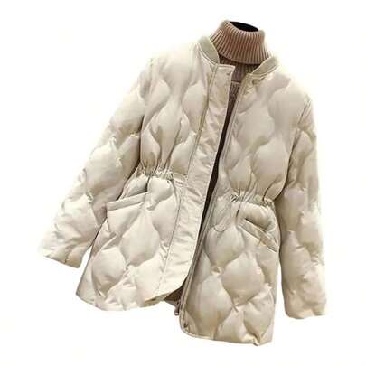 Parkas largas de invierno para mujer, de algodn, con solapa, cintura elstica, ropa de nieve, chamarra, impermeable, patchwork