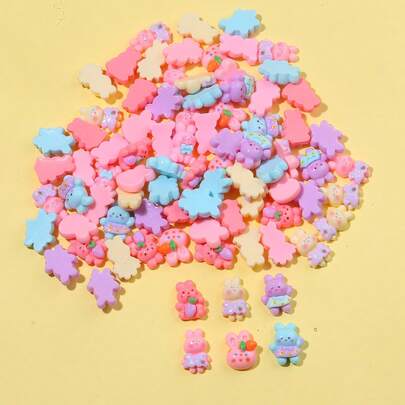 10/30/50pcs Cute Cartoon Resin Mini Rabbit DIY Decorative Accessories, Strawberry, Rabbit Head, Various Shapes, Suitable For Phone Cases, Hair Clips, Frames, Crafting, Cream Gel Materials, Creative, Holiday Gifts - Random Mix