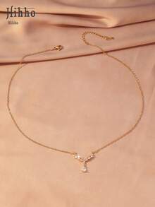 1件闪亮锆石天使翅膀水滴吊坠项链，优雅不锈钢锁骨项链，适合女性日常佩戴，送给朋友的惊喜礼物 - 天使翅膀 - 查看 5