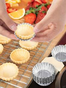 5/10/20/30pcs Reusable Aluminum Tart Molds, Suitable For Muffins, Cupcakes, Pudding, Non-Stick Baking Trays, 7cm Silver Baking Tools, Cake Pastry Molds - Multicolor - View 4