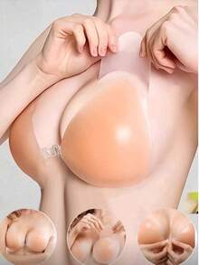 1对硅胶文胸，隐形文胸，硅胶文胸，婚纱文胸，乳贴，透气防水文胸，女士硅胶聚拢文胸罩杯，时尚款式 - 彩色 - 查看 1