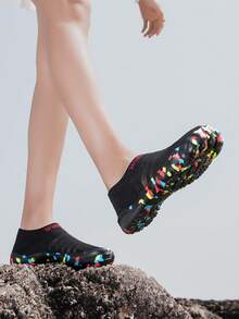 TOLLN 1双女士速干户外涉水鞋，防滑游泳鞋，防刮水鞋，两栖沙滩鞋 - 黑色 - 查看 6