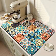 1pc Vintage Pattern Coffee Machine Mat/Placemat, Suitable For Kitchen Countertop, Coffee Bar, Dining Table And Other Home Decor - As Shown - View 3