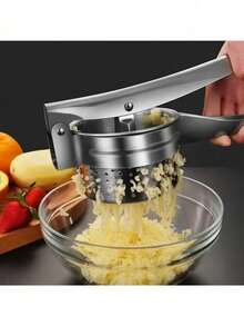 不锈钢土豆压泥器蔬菜榨汁器捣碎器厨房烹饪工具水果压泥器 - 銀色 - 查看 1