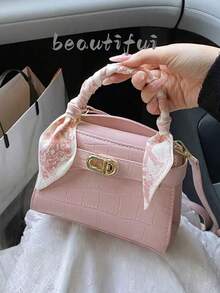 优雅时尚的新款春夏石纹手提包，精致复古，高性价比丝巾单肩包，小巧精致的高品质女士斜挎包，适合约会、用餐、购物和摄影等场合。 - 粉色 - 查看 11