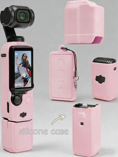 Pocket 3 Case, Soft Silicone Protective Case Compatible With DJI Osmo Pocket 3 Creator Combo, Lightweight Creen Protector Grip Cover Accessories For Xtra Muse - Pink