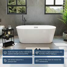 67 Inch Freestanding Bathtub, Acrylic Soaking Bathtub With Chrome Drain And Overflow, Standalone Ergonomic Tub For Bathroom Relaxation, Deep Design For Family And Guest Use, White - 白色-1 - 查看 3
