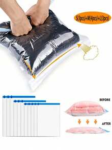 10个装旅行压缩袋 - 节省空间，吸盘设计 - 蓝色旅行必备背包行李整理袋，压缩袋，旅行衣物压缩袋，真空压缩衣物，方便又小巧