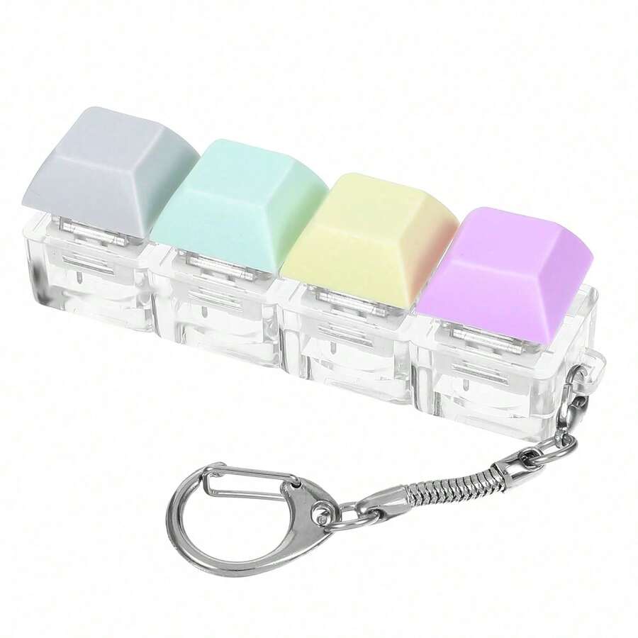 Keyboard Fidget Clicker Keyboard Fidget Keychain Of 4 Colors Decompression Button Stress Relief Gifts For Adult To Relief Stress Pass Time Valentine'S Day Valentines - Multicolor - View 1