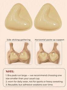 1 Pair Double-Sided Breathable Self-Adhesive Bra Pads, Thickened Triangle Push-Up Design, Reusable, Invisible Bikini Bra Inserts, Suitable For Swimming - Multicolor - View 17