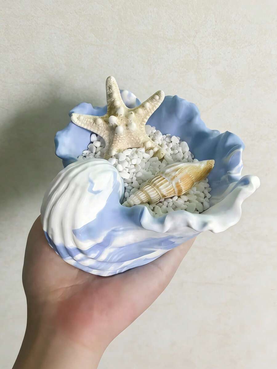 DIY 3D海螺壳造型首饰收纳罐硅胶模具水泥石膏树脂浇铸模具香薰蜡烛罐烛台容器石膏模具手工多肉植物花盆混凝土粘土模具家居装饰摆件