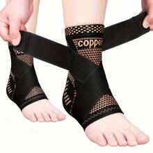 Men's Copper Ion Compression Ankle Sleeve, Foot Wrap Support Brace With Heel And Arch Support, Suitable For Fitness And Sports Ankle Protection And Stability - Black - View 3