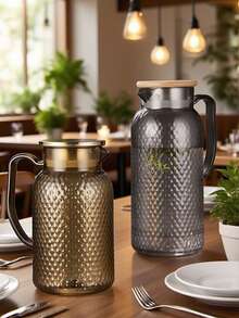 1pc Large Capacity Juice Storage Jar With Flip Lid - Refrigerator Pitcher For Hot And Cold Beverages, Reusable For Refrigerator, Pantry, Kitchen - Perfect For Tea, Water, Juice, Soup, Beverage Dispenser