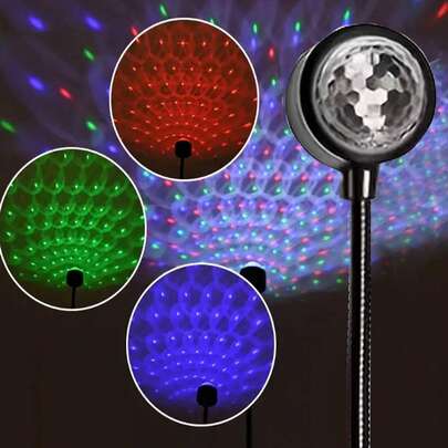 USB Car Starry Sky Ceiling Light, LED Car Projector Ambient Light, Suitable For Car, Bedroom And Party LED Ambient Lighting - Portable Decor