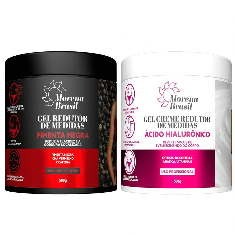 Kit Of 2 Morena Brasil Body Massage Gels | Black Pepper + Hyaluronic Acid - Gel - View 1