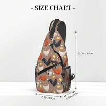Funny Rooster Print Sling Bag For Women Crossbody Bag  Hen Chicken Domestic Animals Sling Backpack For Men Rustic Country Farm Animal Shoulder Bag Gym Sports Travel HiFKing Daypack - 黑橙 - 查看 3