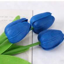 1/3/10/20pcs Realistic Artificial Tulip Flowers, Lifelike Texture, Suitable For Wedding, Room, Home, Hotel, Party, Events, Valentine's Day, New Year And Other Occasions - Royal Blue - View 6
