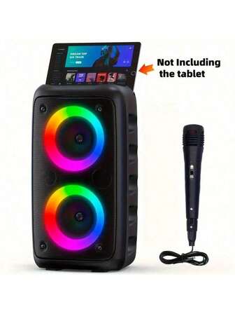 Wireless Speaker With Subwoofer, Large Stereo Speaker, Subwoofer, Outdoor Wireless Speaker, Party Disco Light, TWS True Wireless Stereo, MicroSD Card Slot, AUX Interface, Microphone