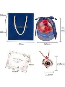 EstiloCúpula de Acrílico con Rosa Eterna con Collar encantada - Diseño de , Regalos para Mujer Cumpleaños para Mujer, Romántico Regalo, Regalos para Mamá, San Valentín, NavidadVersión mejorada - Rosa - Ver 3