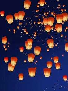 1pc Romantic Paper Lantern/Sky Lantern/Wish Lantern, Made Of Flame Retardant Material, Oval Thickened Paper, Safer To Use. - Multicolor - View 10