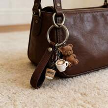 1 New Stylish Keychain, Cute Animal-Themed Coffee-Style European And American Style Key Chain Lanyard, Home Decoration, Bag And Phone Case Charm. - Multicolor - View 1