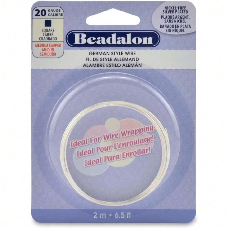 Alambre de Estilo alemán, Cuadrado, 20 Gauge/.032 In-2 m/6.5 ft, Cobre Cobre Chapado en Plata,37564704 - Multicolor - Ver 1