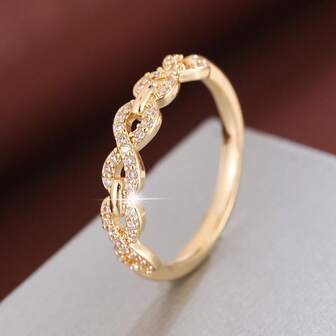 1枚数字8设计立方氧化锆镶嵌女士时尚戒指