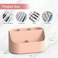 Countertop Toothbrush Holders For Bathrooms Plastic Toothpaste And Electric Tooth Brush Holder Storage Caddy Stand For Shower 5 Slots Cute Bathroom Counter Organizer For Vanity White - Hồng - Xem 2