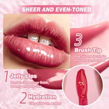 QIBEST Aceite de labios con tinte, brillo de labios con textura de gelatina que da volumen, tinte de labios hidratante, aplicación suave, brillo espejado - Multicolor - Ver 9