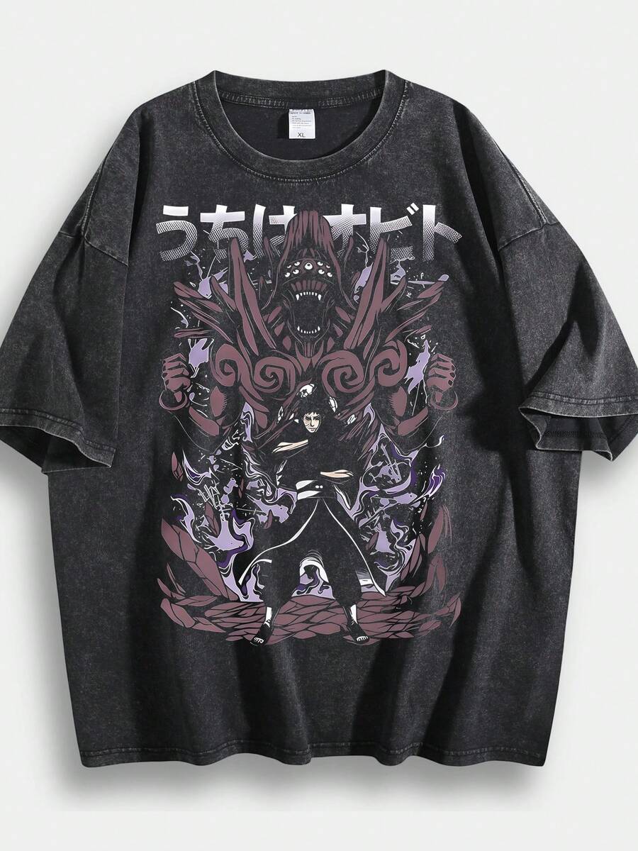 Graphic Tees Casual Short-Sleeved T-Shirt-Black Blue Whale And Shark Marine Ecosystem Print, Loose Round Neck, Machine Washable Four-Season Comfortable Top, Summer Dress, Natural Inspiration Pattern, Soft Fabric. - 黑色03 - 查看 1