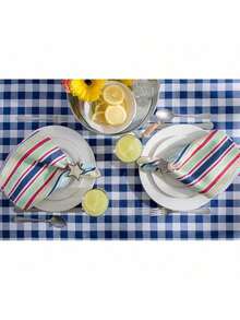 Table Mat - أزرق داكن بنقشة مربعات - مشاهدة 3
