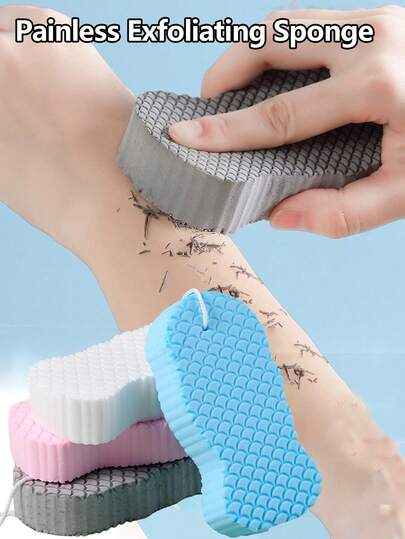 无痛去角质海绵，用于身体去角质，令肌肤焕发光彩。温和有效的韩国丝瓜络身体去角质海绵，去除死皮和污垢，男女皆宜。适用于沐浴和身体护理、家居浴室装饰、秋季装饰。