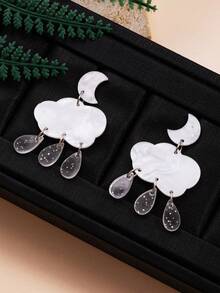 1 Pair Fashionable Cute New Oil Drop Cloud & Raindrop Tassel Earrings, Suitable For Children - Multicolor - View 8