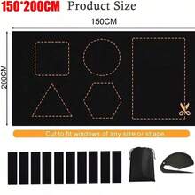 Portable Blackout Blind Window Thermal Insulated Kitchen Curtains Stick On DIY - Black - View 11